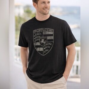 Porsche Crest Logo T-Shirt – Men’s XL / L– Black Stuttgart Graphic Tee